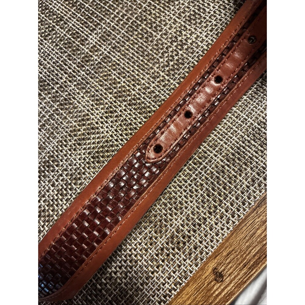 New Allen Edmonds 38 Belt Brown Basket Weaved Calfskin Leather Solid Brass - Picture 7 of 9